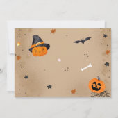 不気味ワンハロウィーンかわいい幽霊1歳の誕生日 招待状 (裏面)