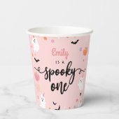 不気味ワンハロウィーンかわいい幽霊1歳の誕生日 紙コップ (裏面)
