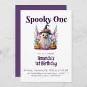不気味ワンハロウィーン幽霊ファーストバースデーパーティー 招待状 (正面/裏面)