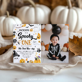 不気味ワンハロウィーン幽霊誕生日写真 招待状