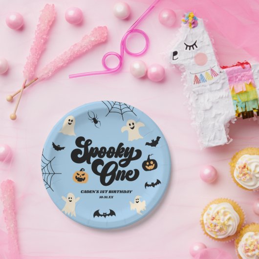 不気味ワンブルーハロウィーン1st誕生日パーティー ペーパープレート (パーティー)