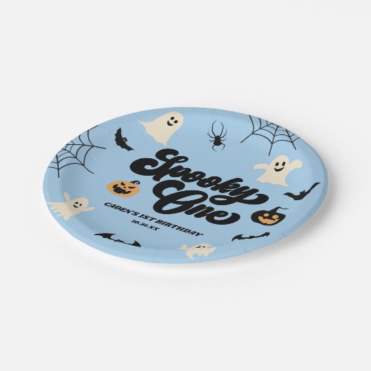 不気味ワンブルーハロウィーン1st誕生日パーティー ペーパープレート (アングル)
