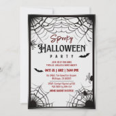 不気味ヴィンテージクモのウェブこうもり灰色ハロウィーン 招待状 (正面)