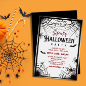 不気味ヴィンテージクモのウェブこうもり灰色ハロウィーン 招待状