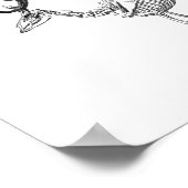 不気味ヴィンテージ骨格トナカイスケッチ ポスター (角)