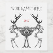 不気味ヴィンテージ骨格トナカイスケッチ ワインラベル (シングルラベル)