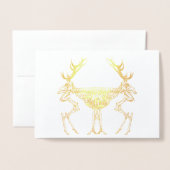 不気味ヴィンテージ骨格トナカイスケッチ 箔カード (封筒付き正面)