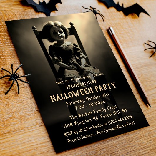 不気味不気味な人形ハローウィンパーティ 招待状