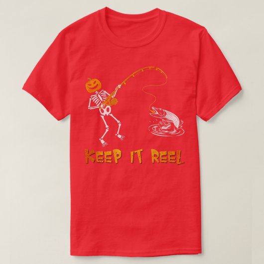 不気味保Itリールスケルトン魚釣りメンズハル Tシャツ (デザイン正面)