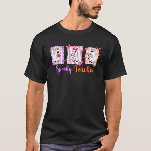 不気味先生ハッピーハローウィンおもしろい幽霊トリックO Tシャツ (正面)
