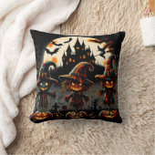 不気味墓地を守るハロウィンのカカシ クッション (ブランケット)