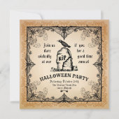 不気味墓石にカラスとこうもりハロウィン 招待状 (正面)