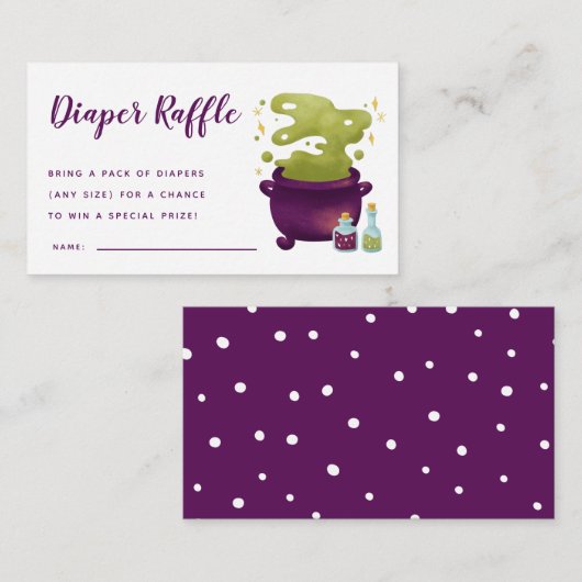 不気味大釜ベビーシャワーおむつラッフルチケット エンクロージャーカード (正面/裏面)