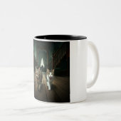 不気味子猫デュオ：とっても可愛いセラミックマグカップ ツートーンマグカップ (正面右)