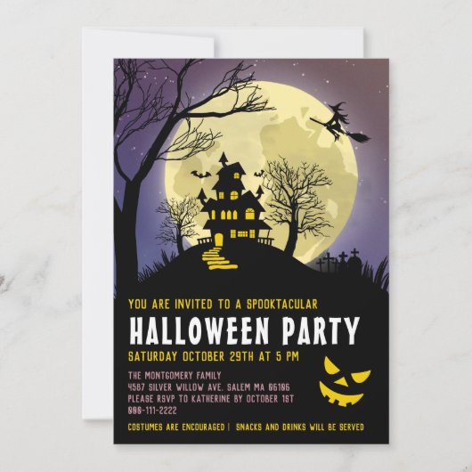 不気味家幽霊のよく出る子供服ハローウィンパーティ 招待状 (正面)