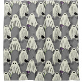 不気味幽霊たちと墓石ハロウィーン シャワーカーテン (正面)