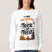 不気味幽霊とカボチャのハロウィンおもしろい スウェットシャツ (正面)