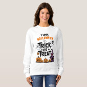 不気味幽霊とカボチャのハロウィンおもしろい スウェットシャツ (正面フル)