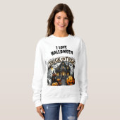 不気味幽霊とカボチャのハロウィーン スウェットシャツ (正面フル)