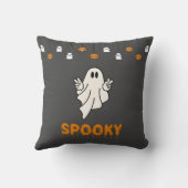 不気味幽霊とJack-O'ランタングレーハロウィーン クッション (裏面)