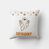 不気味幽霊とJack-O'ランタンホワイトハロウィーン クッション (裏面)