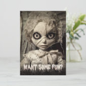 不気味幽霊のよく出るな人形ハローウィンパーティ招待状 招待状 (スタンド正面)