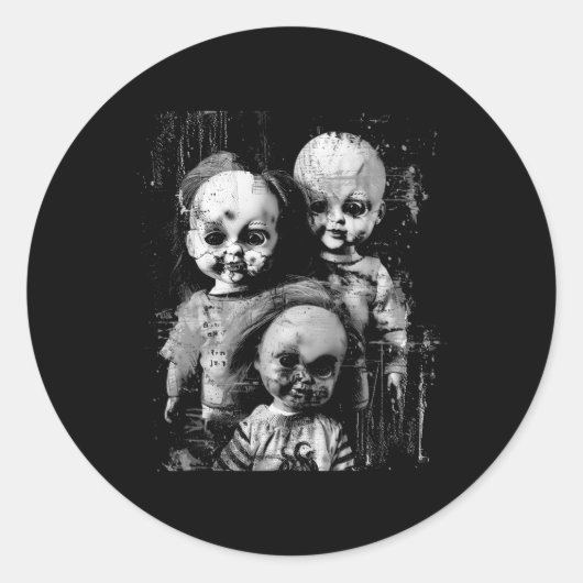 不気味幽霊のよく出るな人形ホラー玩具ハロウィーンゴシックAlt ラウンドシール (正面)