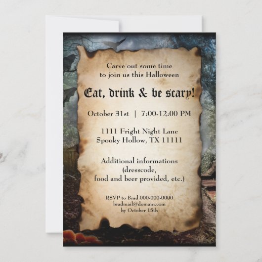 不気味幽霊のよく出るハウスとその幽霊オーナー – Macabre 招待状 (裏面)