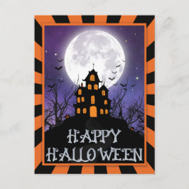 不気味幽霊のよく出るハウスカボチャこうもりハッピーハローウィン ポストカード