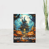 不気味幽霊のよく出るハウスハッピーハローウィン カード (正面)