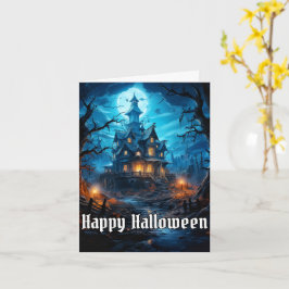 不気味幽霊のよく出るハウスハッピーハローウィン カード