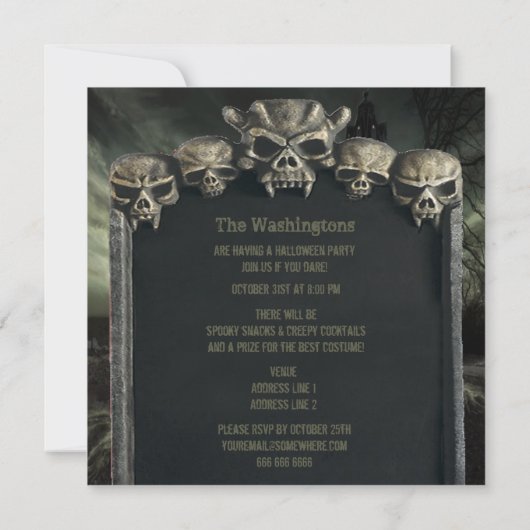 不気味幽霊のよく出るハウスハローウィンパーティ 招待状 (裏面)