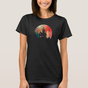 不気味幽霊のよく出るハウス&ウォーター不気味カラーフルムーン Tシャツ