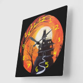 不気味幽霊のよく出るハウス スクエア壁時計 (傾斜)