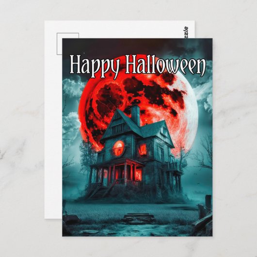 不気味幽霊のよく出るハウス&フルムーン ポストカード (正面/裏面)
