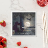 不気味幽霊のよく出るハロウィーンブラックキャット紙 スタンダードカクテルナプキン (インサイチュ)