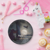 不気味幽霊のよく出るハロウィーンブラックキャット ペーパープレート (パーティー)