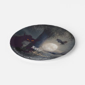 不気味幽霊のよく出るハロウィーンブラックキャット ペーパープレート (アングル)