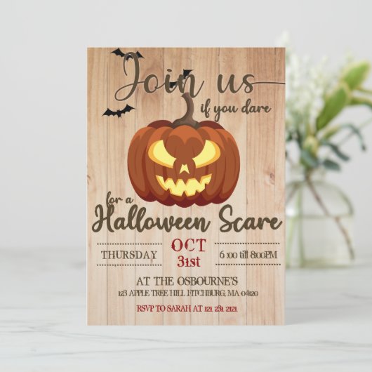 不気味幽霊のよく出るパンプキンカービングハロウィーン怖 招待状 (スタンド正面)