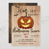 不気味幽霊のよく出るパンプキンカービングハロウィーン怖 招待状 (正面/裏面)