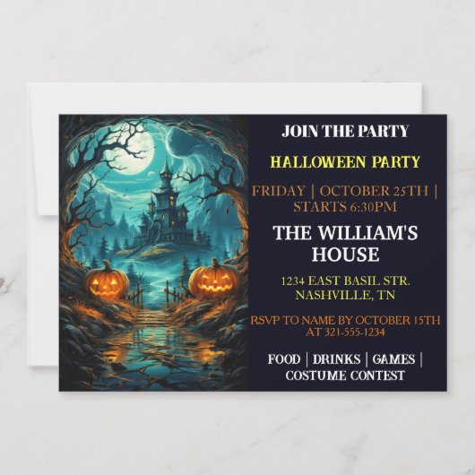 不気味幽霊のよく出るマナーハローウィンパーティ招待状 招待状 (正面)