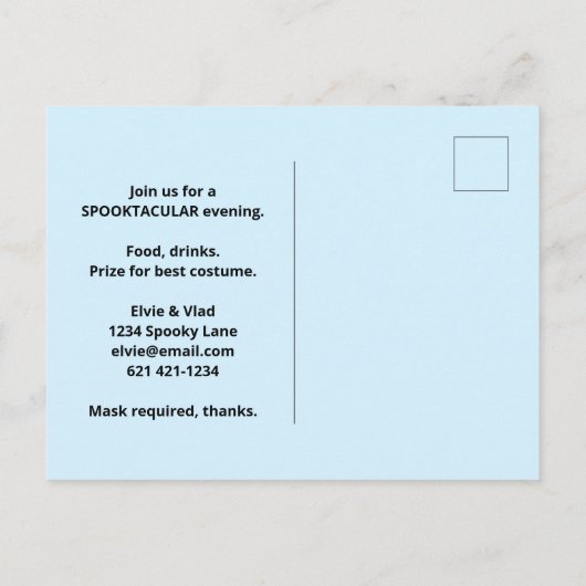 不気味幽霊のよく出る家とこうもり インビテーションポストカード (裏面)