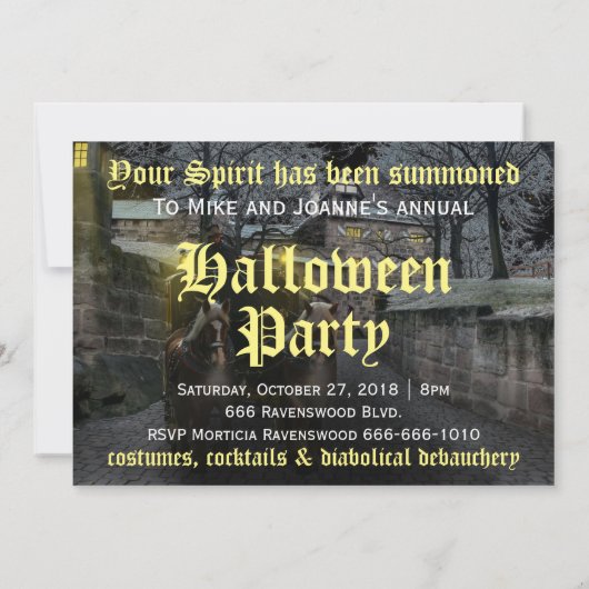 不気味幽霊のよく出る描車ハローウィンパーティ 招待状 (裏面)