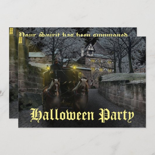 不気味幽霊のよく出る描車ハローウィンパーティ 招待状 (正面/裏面)