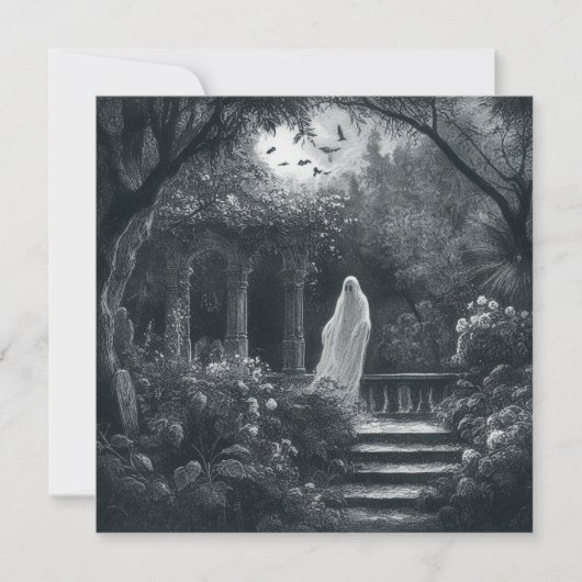 不気味幽霊インガーデン墓地ヴィンテージゴシック カード (正面)