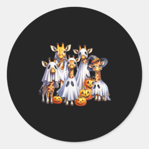 不気味幽霊キリンおもしろいハロウィーンアフリカアニマ ラウンドシール