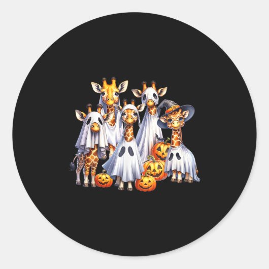 不気味幽霊キリンおもしろいハロウィーンアフリカアニマ ラウンドシール (正面)