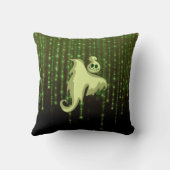 不気味幽霊グリーンストリングライツスクエア クッション (裏面)