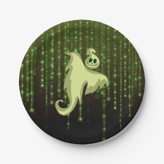 不気味幽霊グリーンストリングライト紙プレート ペーパープレート (正面)