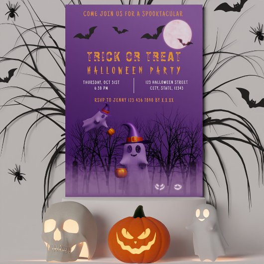 不気味幽霊トリックまたはトリートハローウィンパーティ 招待状